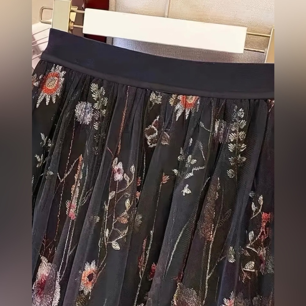 SALE! Embroidered Floral Skirt - Picture 8 of 11